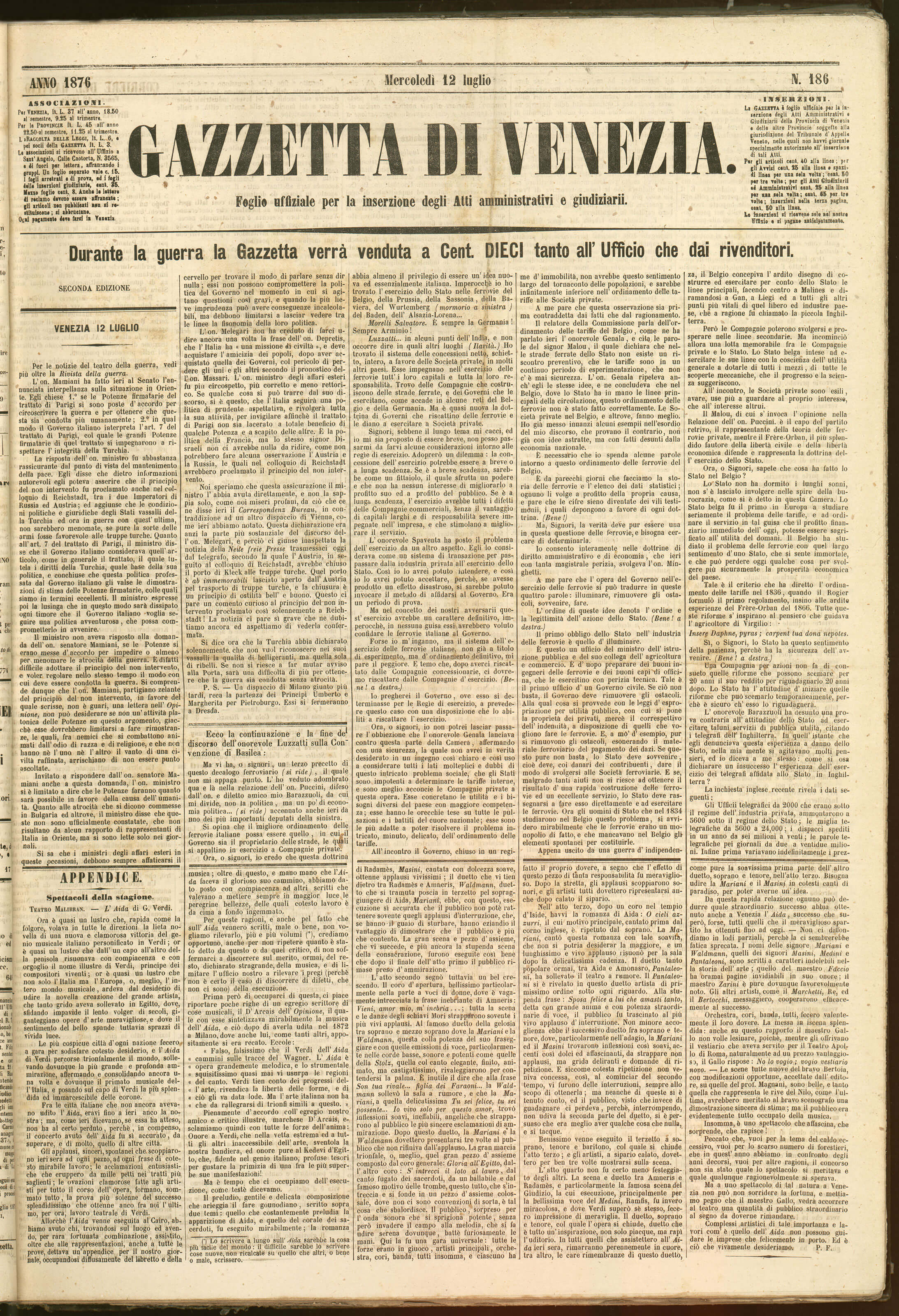 Gazzetta di Venezia, 12 luglio 1876