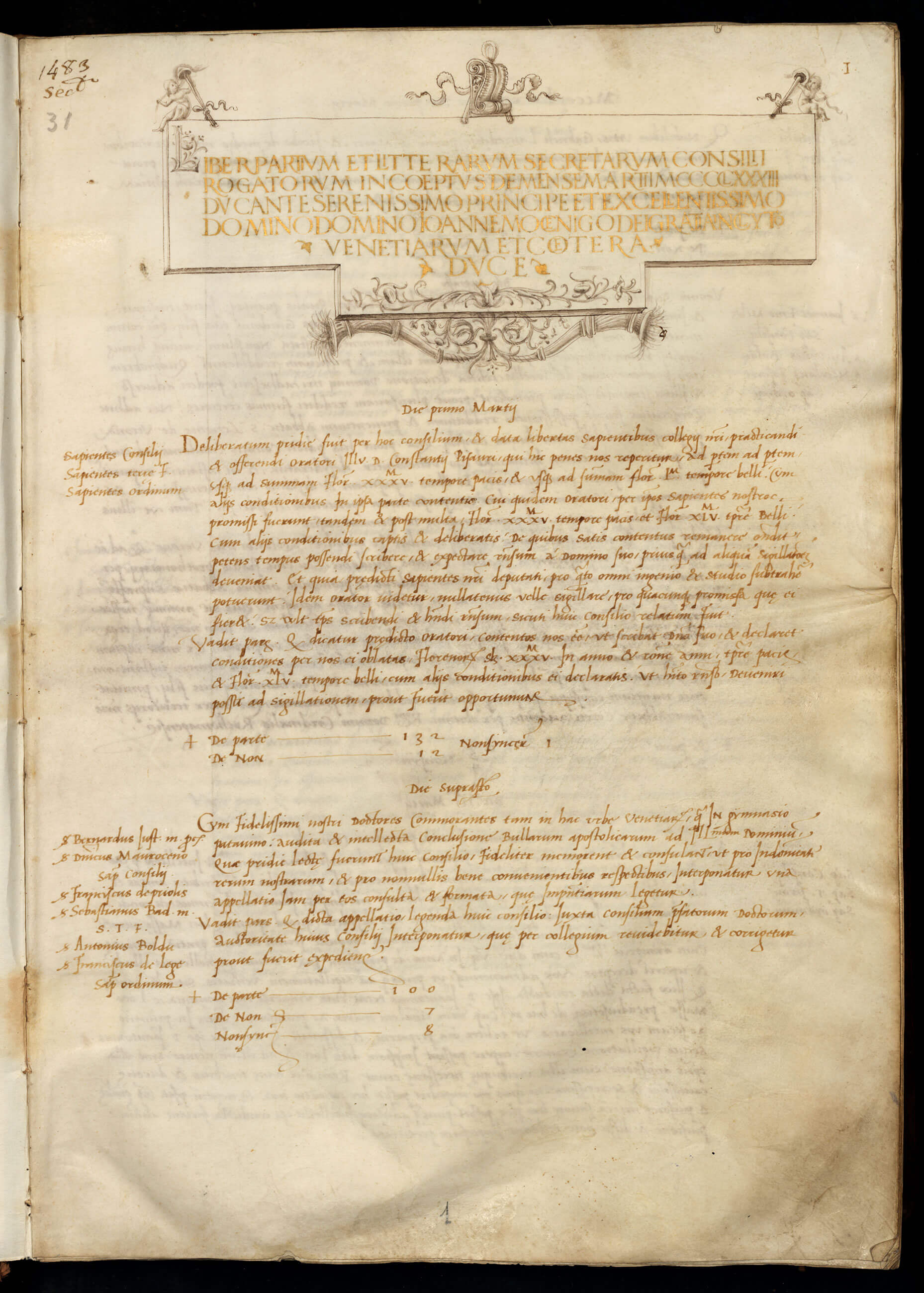 Senato Deliberazioni Secreti Secreti Registri reg 31 0001 001 r